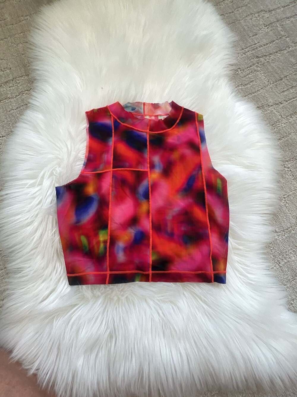 Jo+Jax Pink Multi-Color Mesh Crop Tank Top Size YL